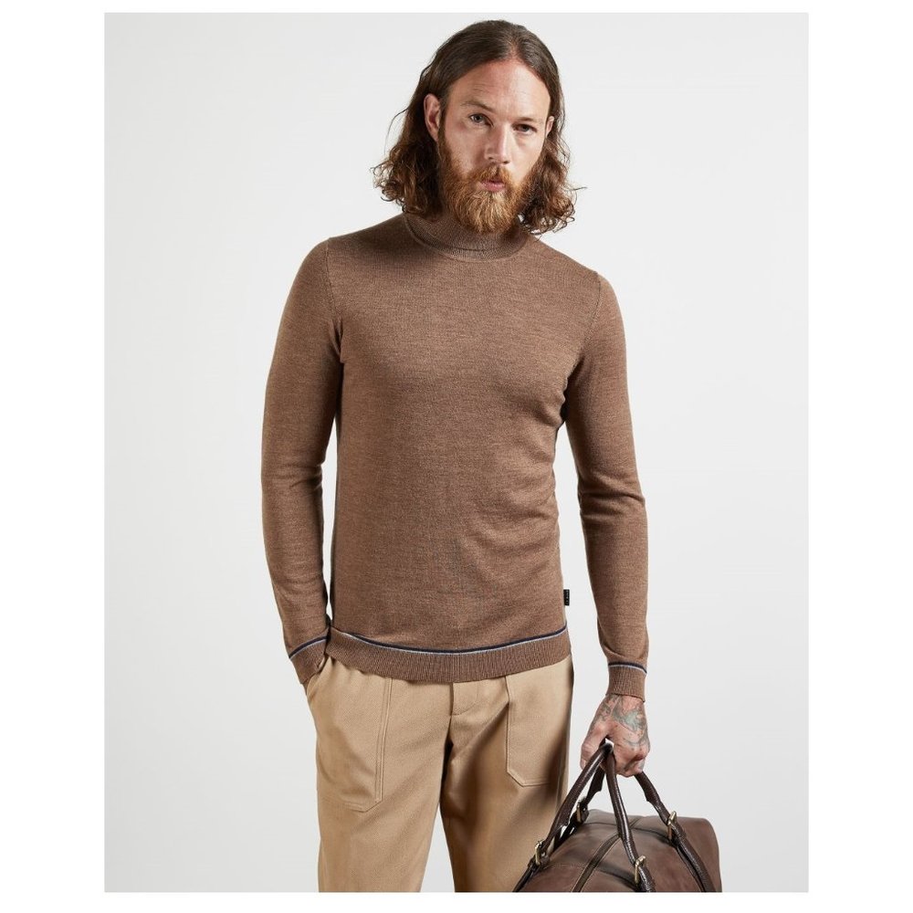 NWT Ted Baker London EXARNO Cashblend Roll Neck Jumper Camel Size 3XL $150 3C509